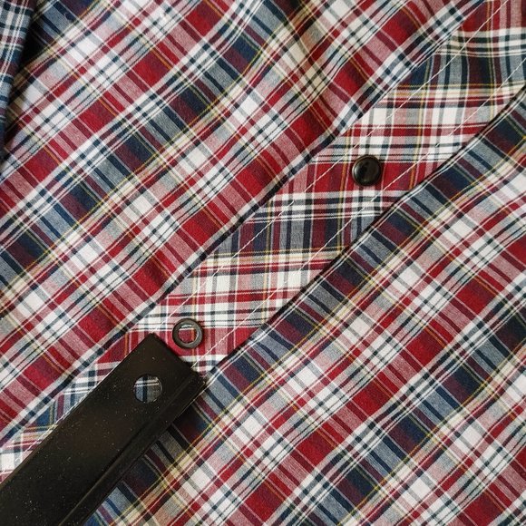 Electric Evolution Men's Red and Blue Plaid Button Up Shirt Large western - Picture 6 of 7
